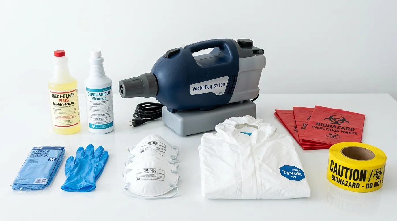 Professional biohazard remediation crew working in Wallingford Center